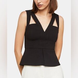 Bcbgmaxazria Elegant Peplum Black Sleeveless Top - NWT